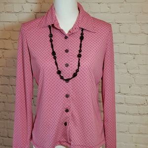 MK Red Print Button-down Shirt Size M